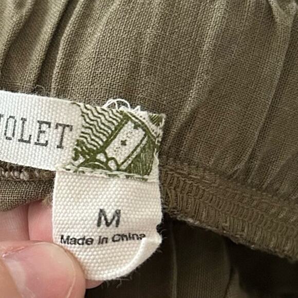 Chelsea & Violet Womens Pants Green Pull On Cargo Elastic Waist Paperbag M - Picture 5 of 12